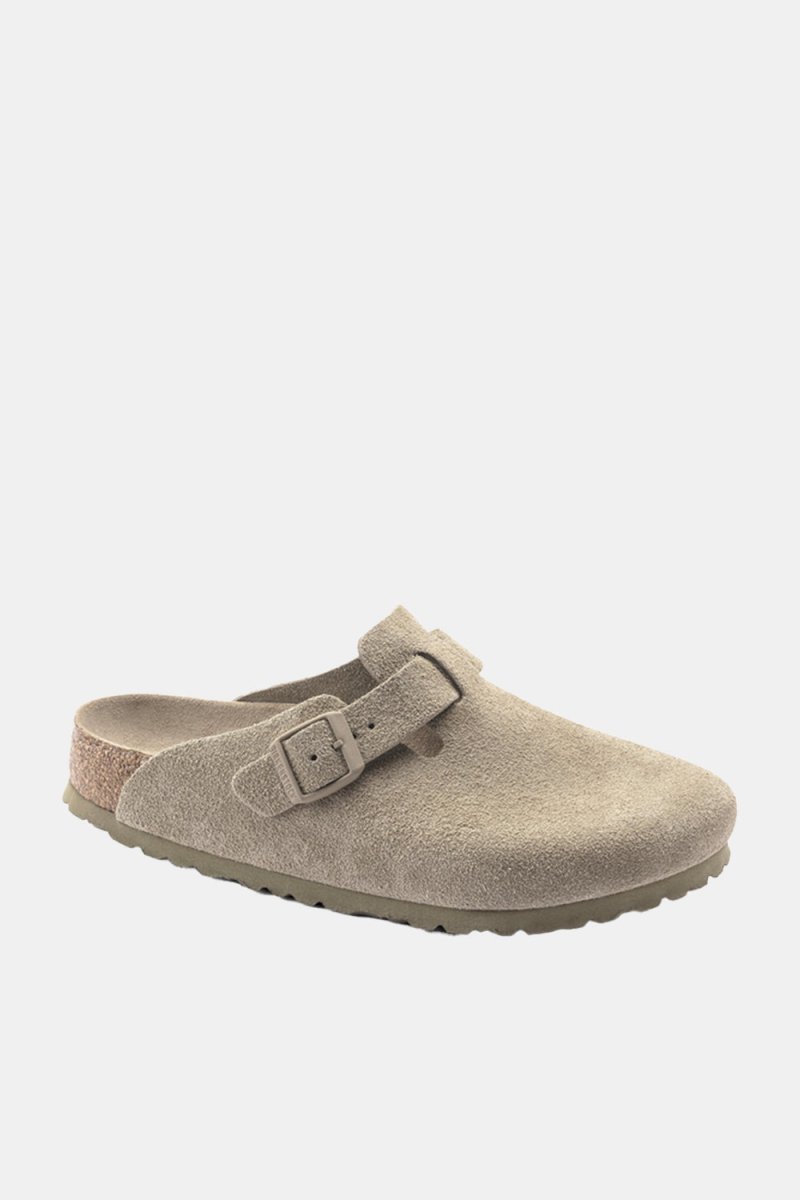 Birkenstock Boston Soft Footbed Suede Leather (Faded Khaki) | Sandals
