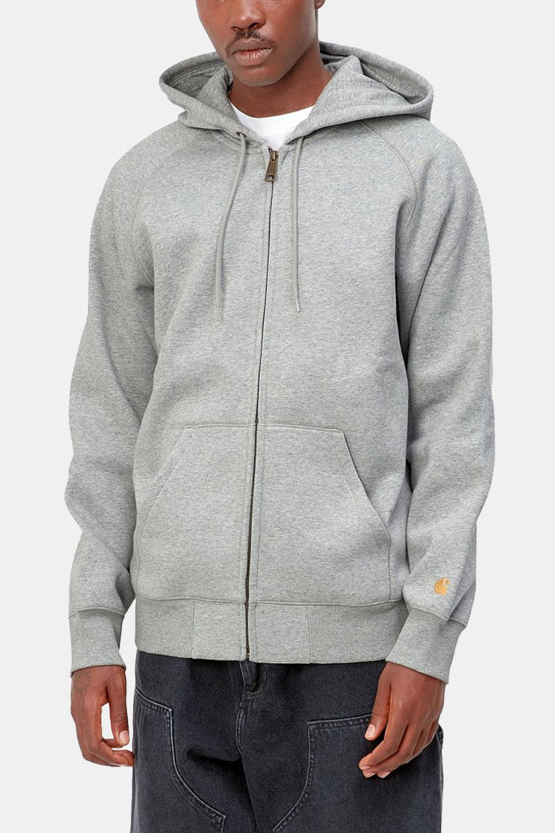 Carhartt WIP Hooded Chase Jacket (Grey Heather/Gold) | Sweaters
