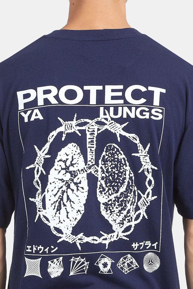 Edwin Protect Ya Lungs T-Shirt (Maritime) | T-Shirts
