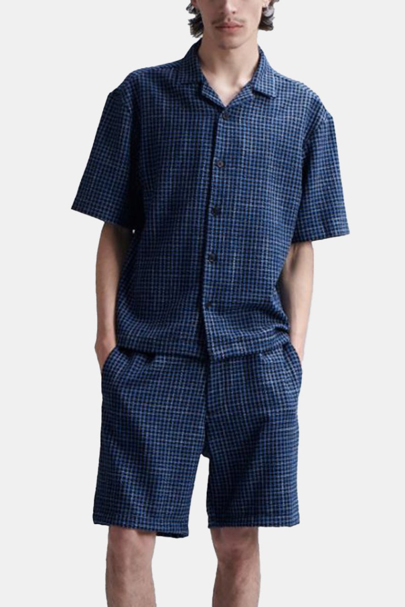 Edwin Saga Short Sleeve Shirt (Blue Dobby Check) | Shirts