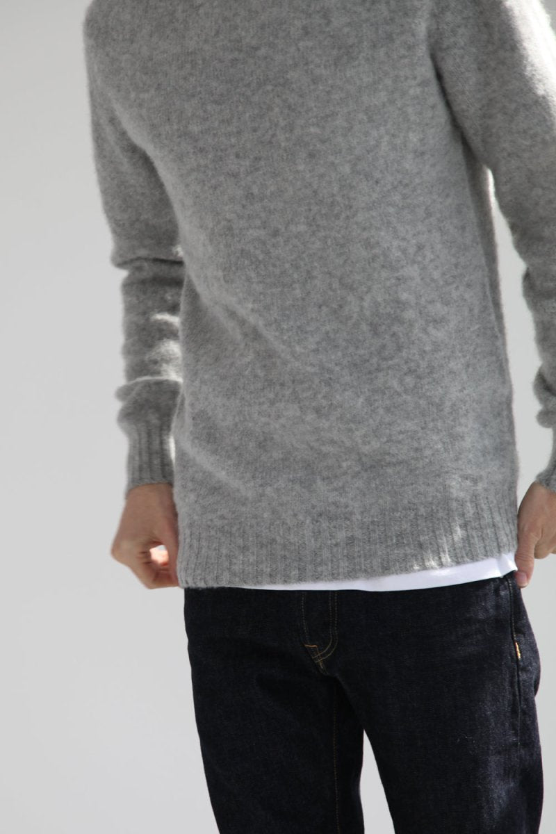 Half Dozen Super-Soft Double Brushed Crew Neck Knitted Jumper (Silver) | Knitwear