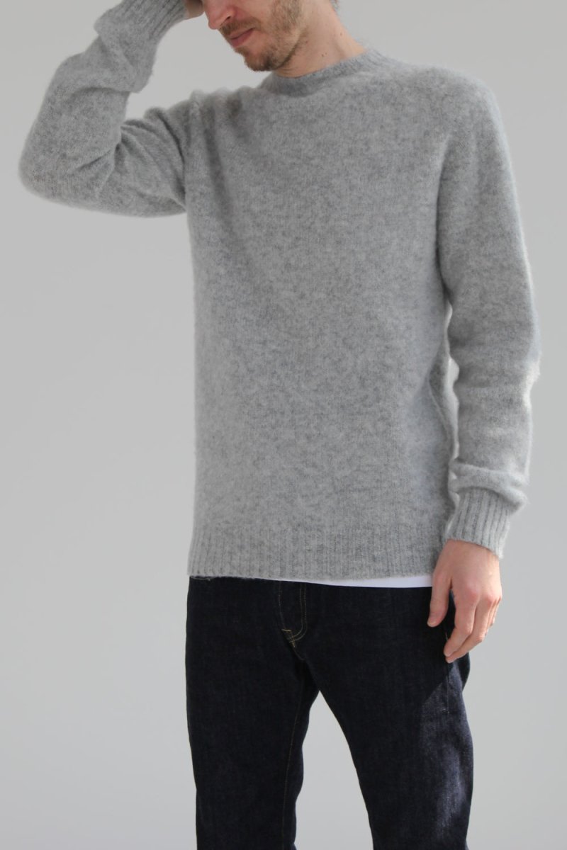 Half Dozen Super-Soft Double Brushed Crew Neck Knitted Jumper (Silver) | Knitwear