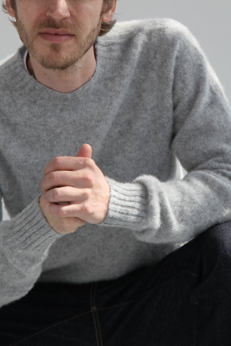 Half Dozen Super-Soft Double Brushed Crew Neck Knitted Jumper (Silver) | Knitwear