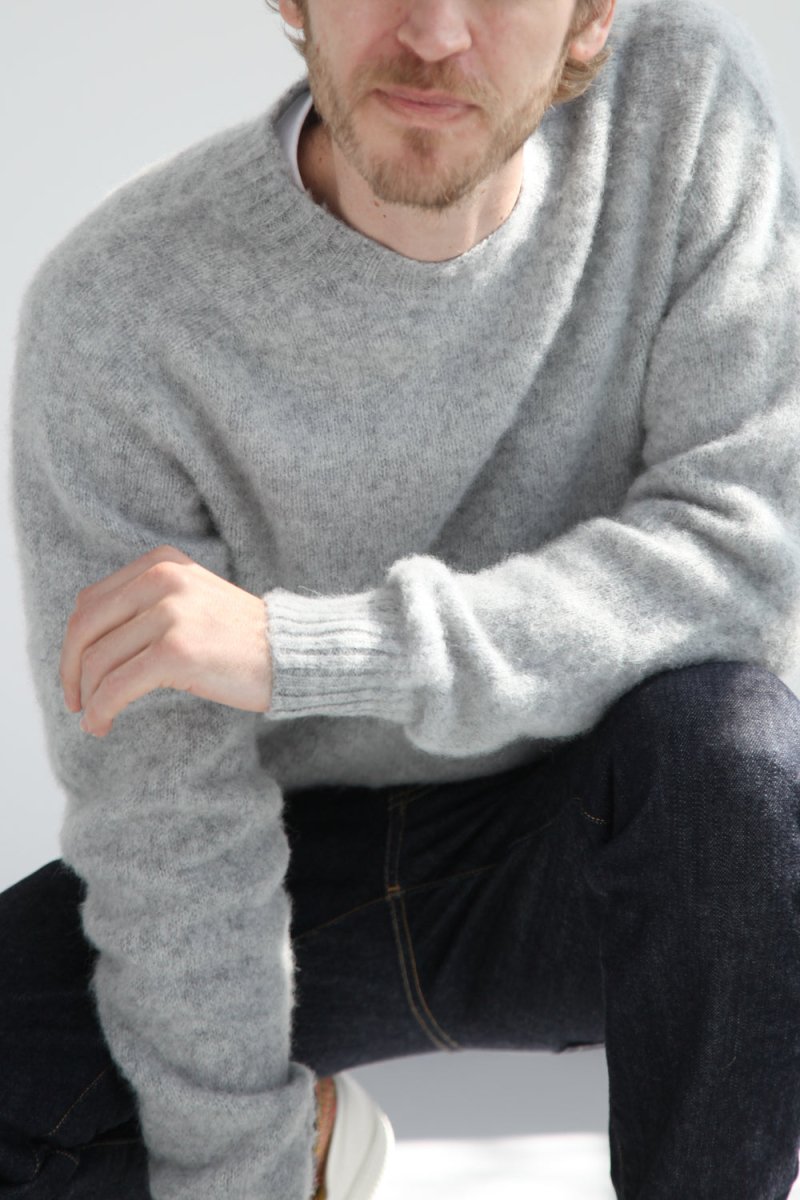 Half Dozen Super-Soft Double Brushed Crew Neck Knitted Jumper (Silver) | Knitwear