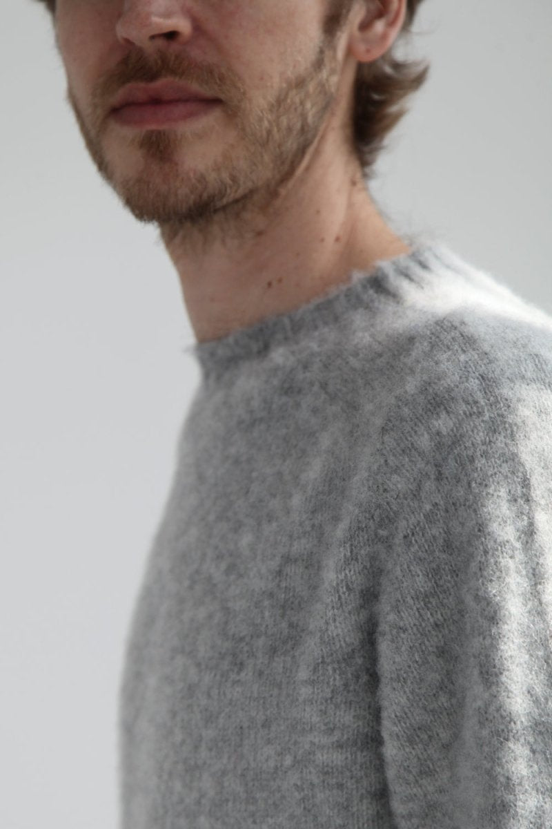 Half Dozen Super-Soft Double Brushed Crew Neck Knitted Jumper (Silver) | Knitwear