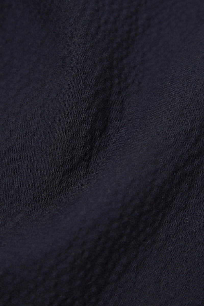 Universal Works Pleated Track Pant Seersucker II (Navy) | Trousers