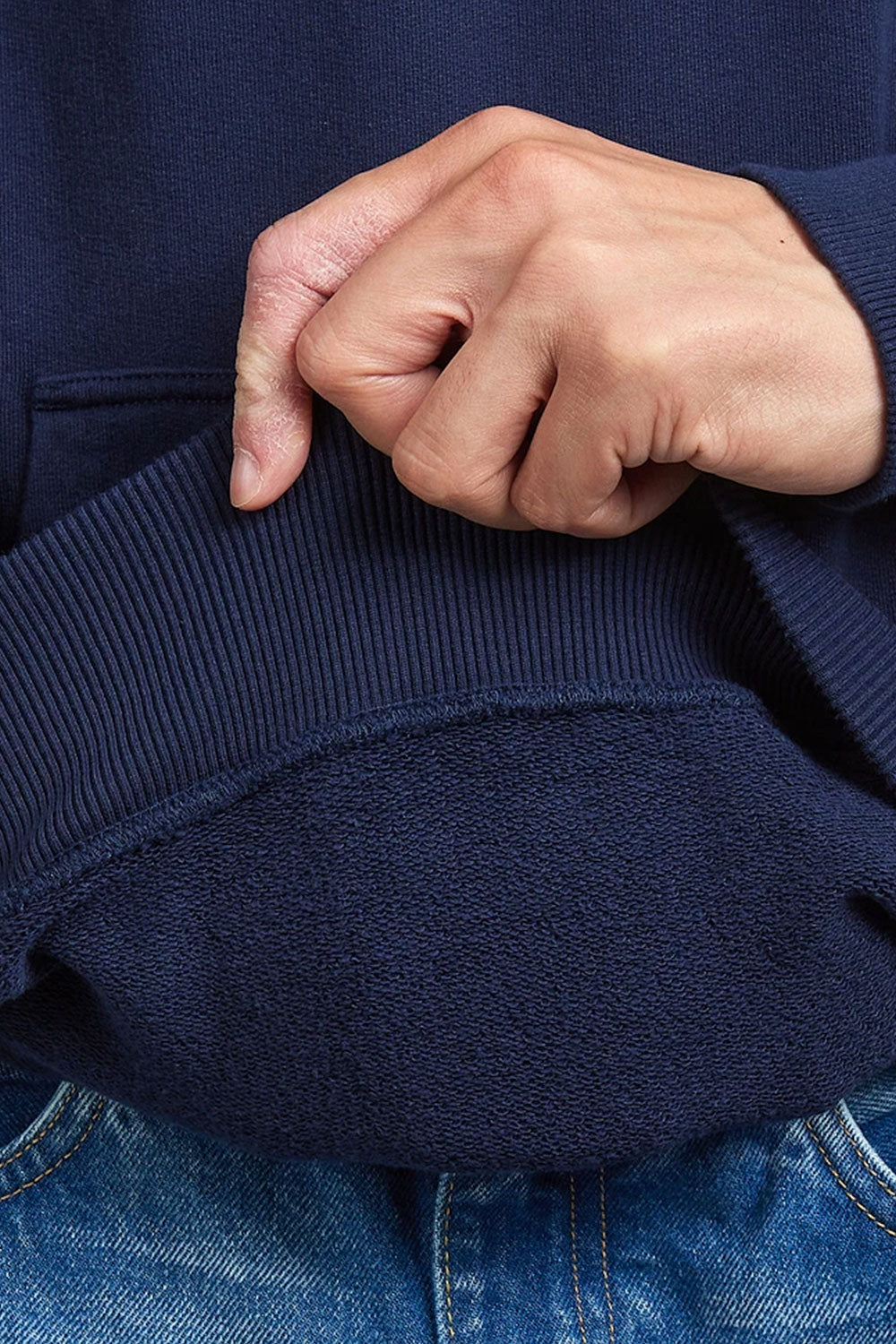 Edwin Sunset sur le sweat à capuche Mount Fuji (bleu maritime)