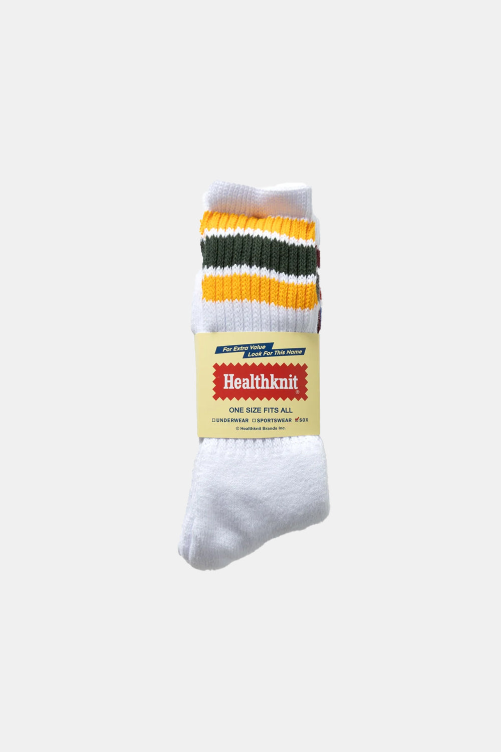 Healthknit 3 Pack 3 Line Crew Socks (Red/Green/Grey)
