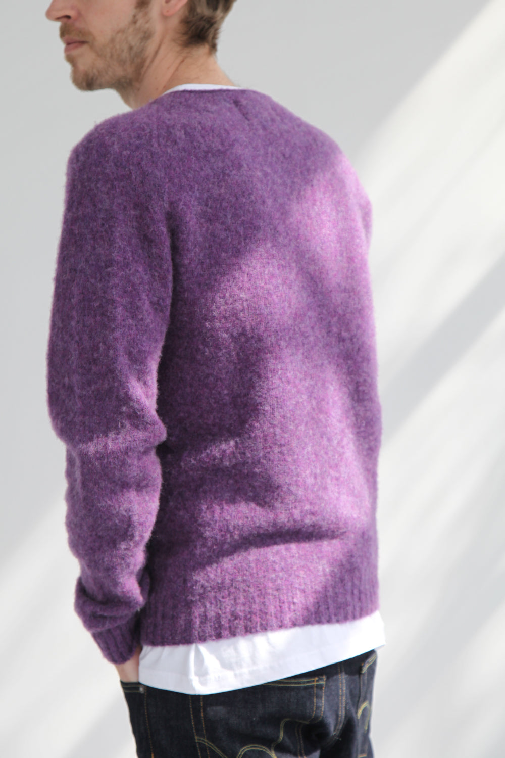 Cardigan Shaggy Supersoft Brushed Half Dozen (violet chiné)