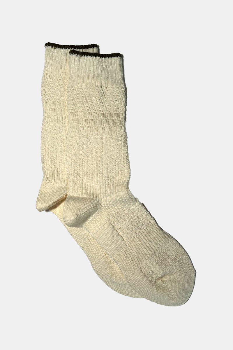 Anonymous Ism Woven Crew Sock (Ecru/Green) | Socks