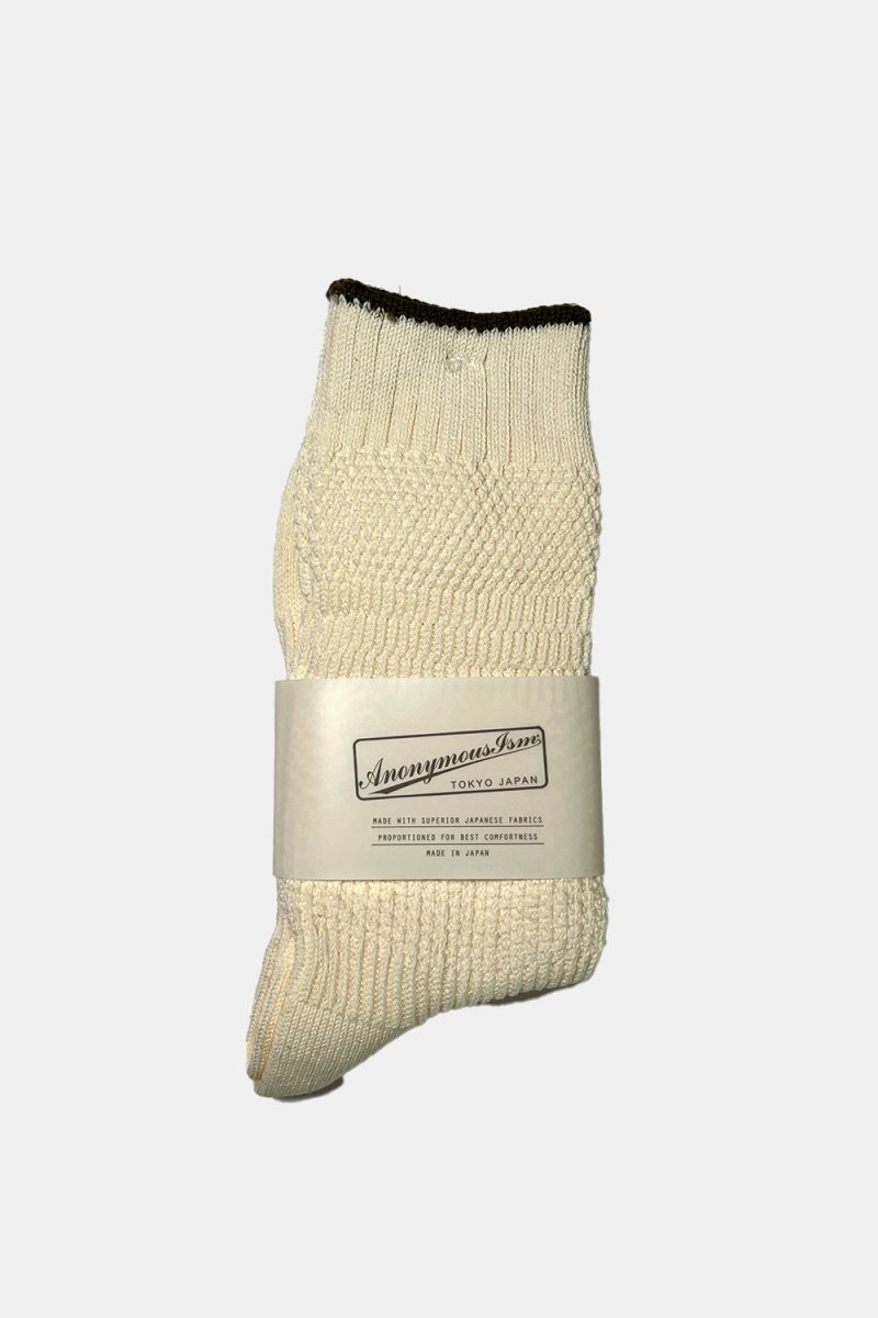 Anonymous Ism Woven Crew Sock (Ecru/Green) | Socks