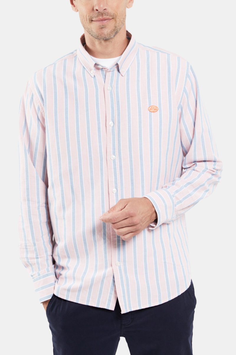 Armor Lux Oxford Stripe Henley Shirt (Pink White Blue) | Shirts