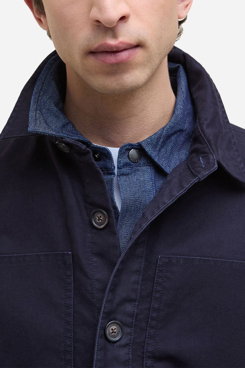 Barbour Wewbirch OS Cotton Sateen Overshirt (Navy) | Shirts
