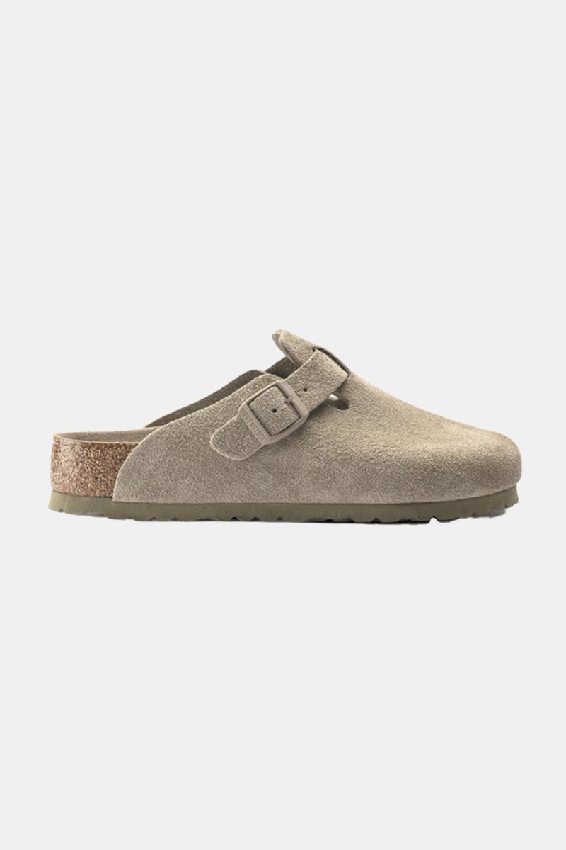 Birkenstock Boston Soft Footbed Suede Leather (Faded Khaki) | Sandals