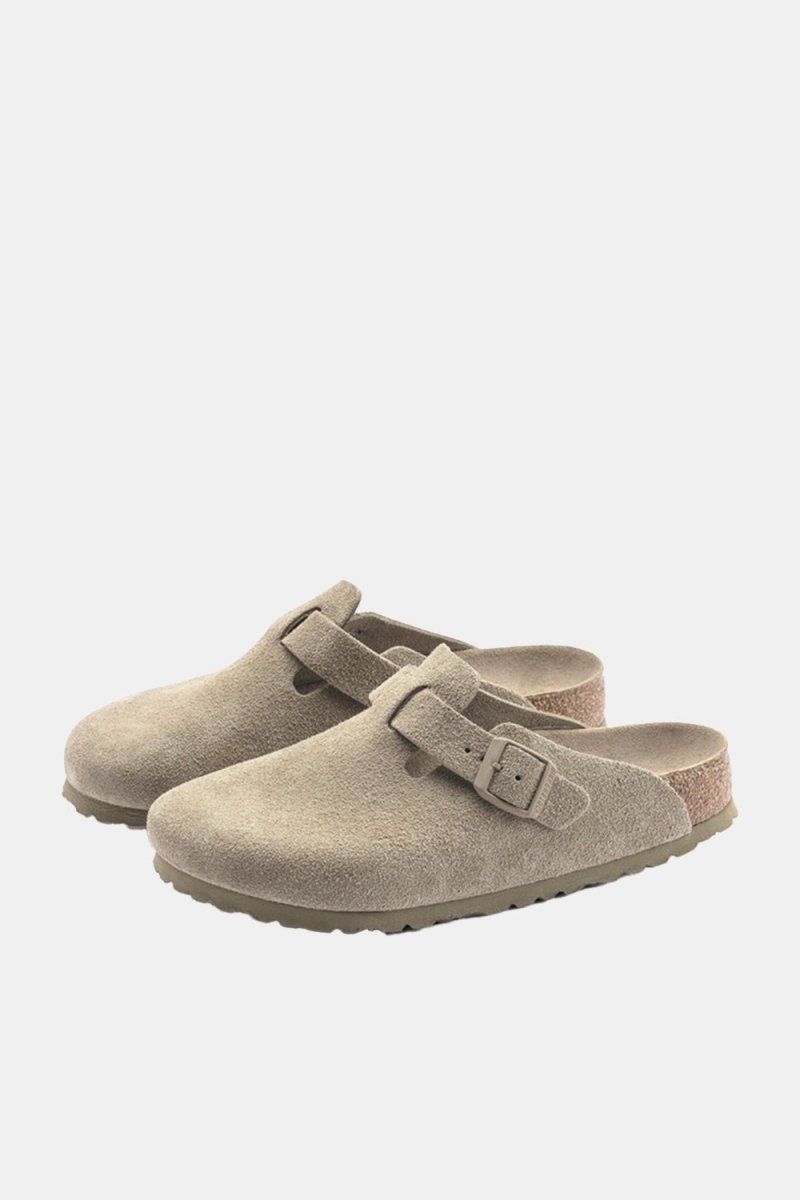 Birkenstock Boston Soft Footbed Suede Leather (Faded Khaki) | Sandals