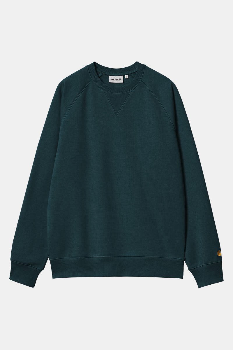 Carhartt WIP Chase Sweatshirt (Duck Blue/Gold) | Sweaters