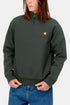 Carhartt WIP Half Zip American Script Sweatshirt (Cèdre foncé) | Pulls