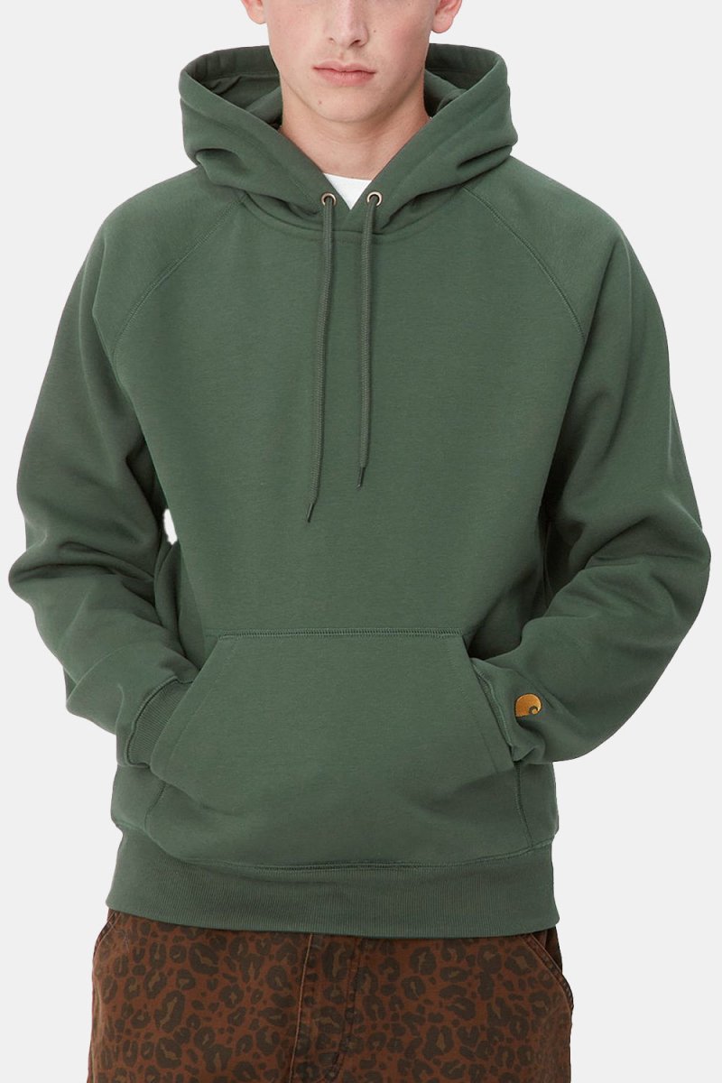 Carhartt WIP Hooded Chase Sweatshirt (Sycamore Tree/Gold) | Sweaters