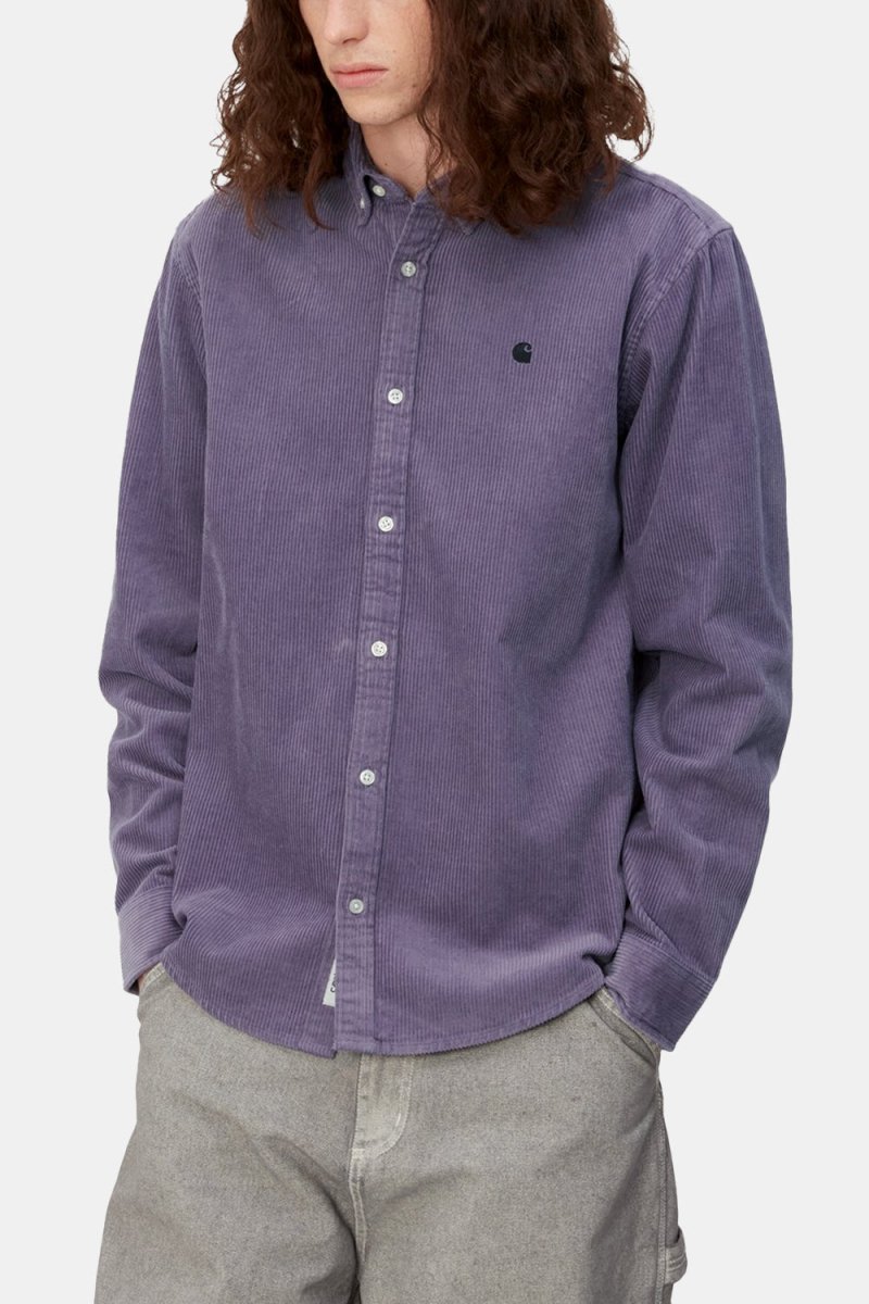 Carhartt WIP Madison Cord Long Sleeve Shirt (Glassy Purple/Black) | Shirts