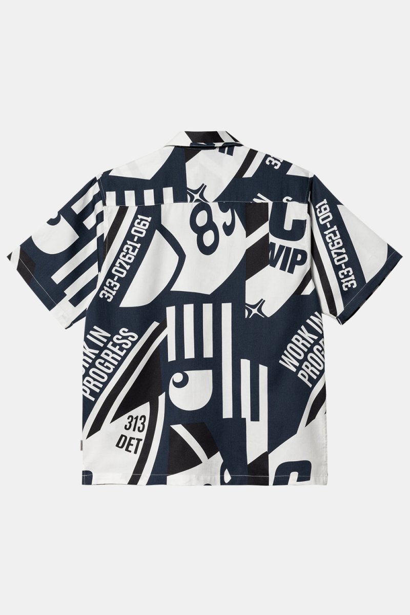 Carhartt WIP Short Sleeve Marina Shirt (Marina Print/Atom Blue) | Shirts