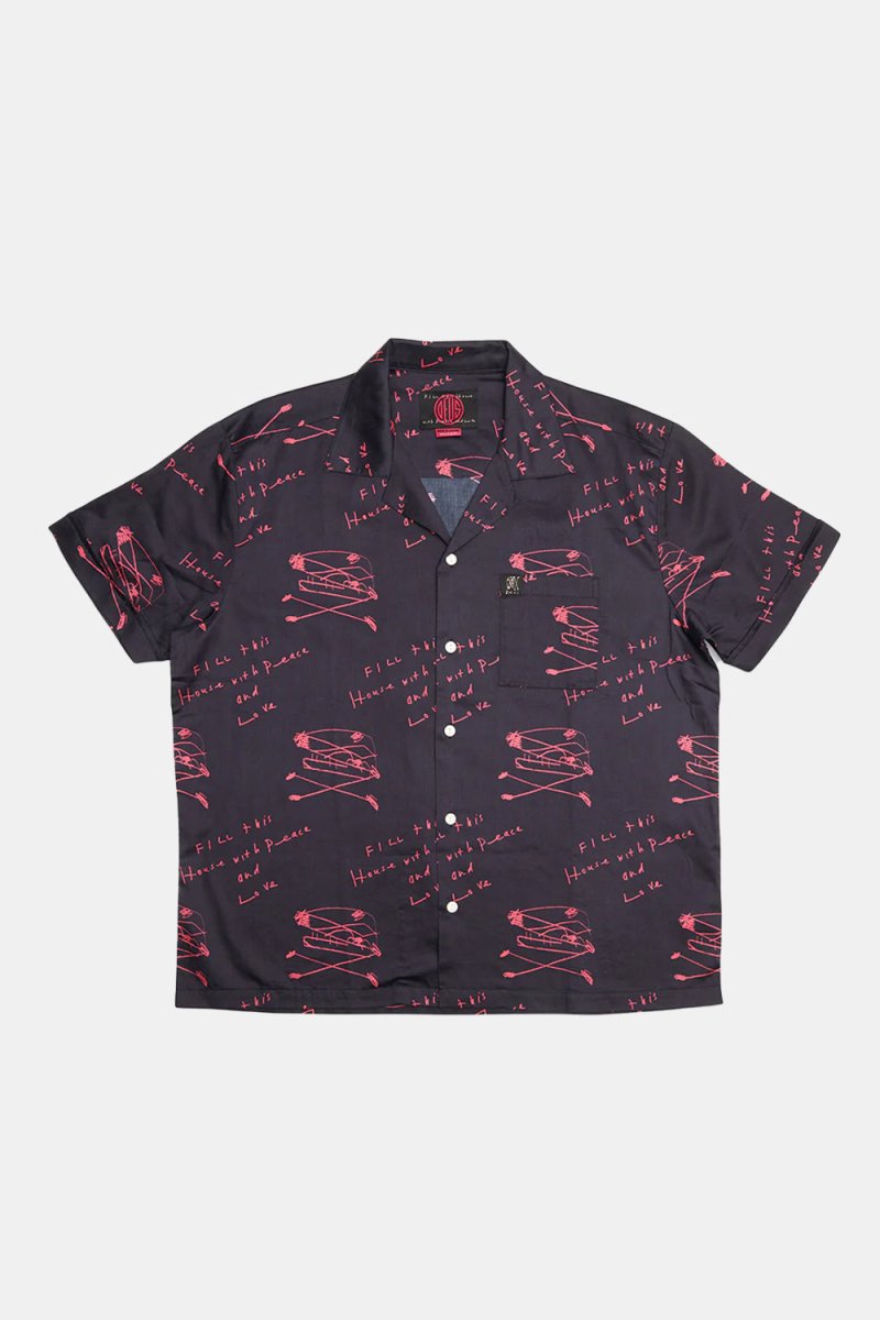 Deus Old House Short Sleeved Shirt (Navy/Red) | Shirts