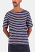 T-shirt Folk à rayures multiples (mélange bleu marine) | Chemises