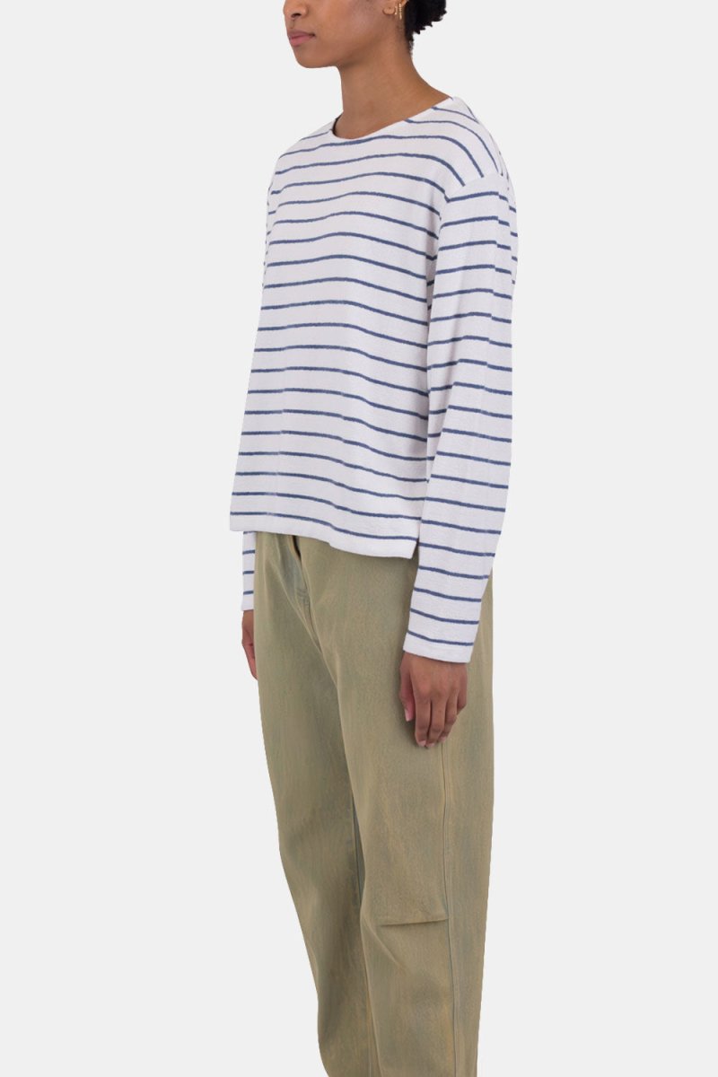 Folk Textured Stripe T-Shirt (Off White/Soft Blue) | Shirts