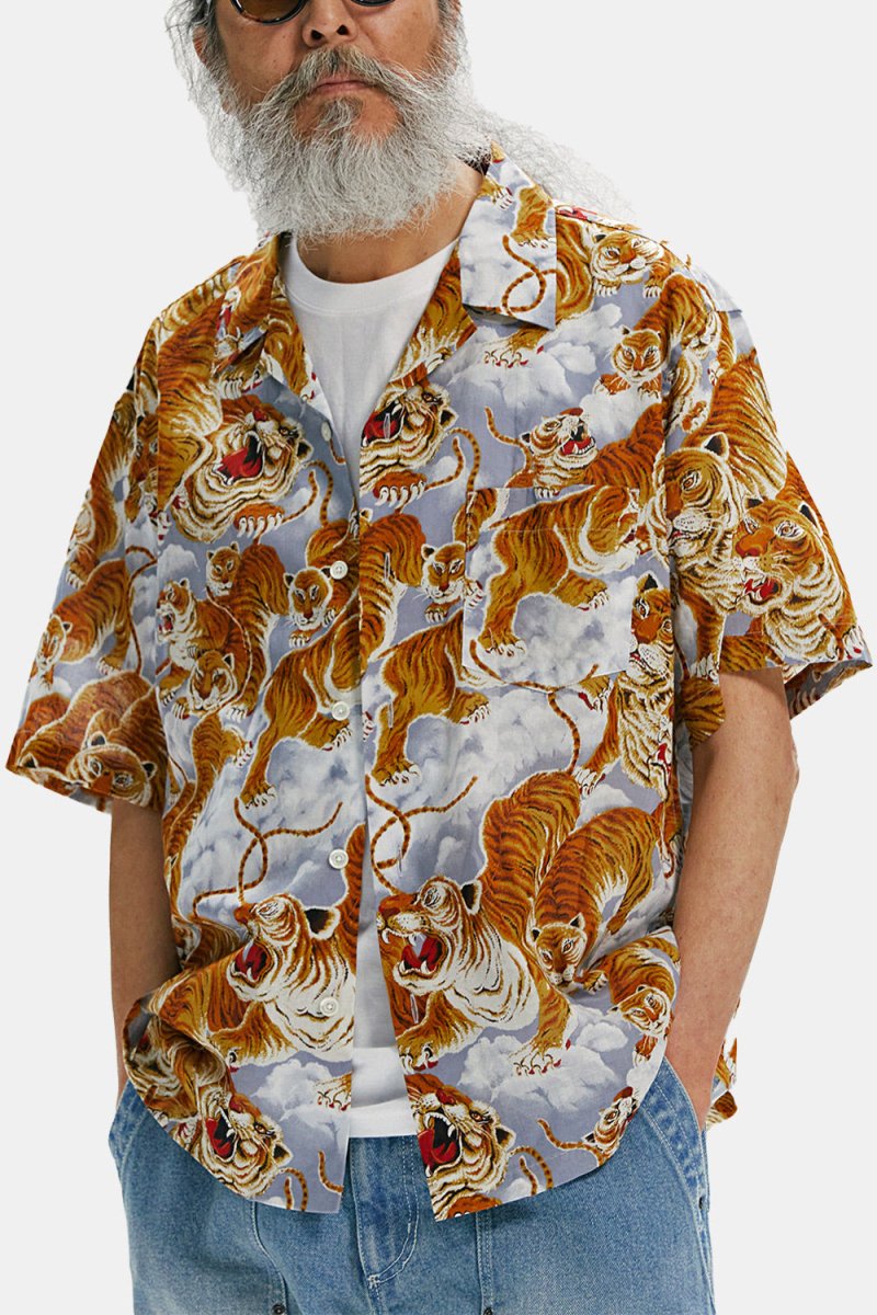 Frizmworks Tiger Hawaiian Half Shirt (Grey) | Shirts