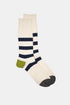 Kinari Crew en coton recyclé mélangé à grosses rayures (écru/marine) | Chaussettes