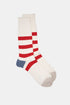 Kinari Crew en coton recyclé mélangé à grosses rayures (blanc cassé/rouge) | Chaussettes