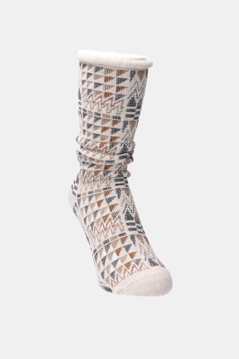 Kinari Recycled Cotton Salish Rug Pattern Crew (Beige) | Socks