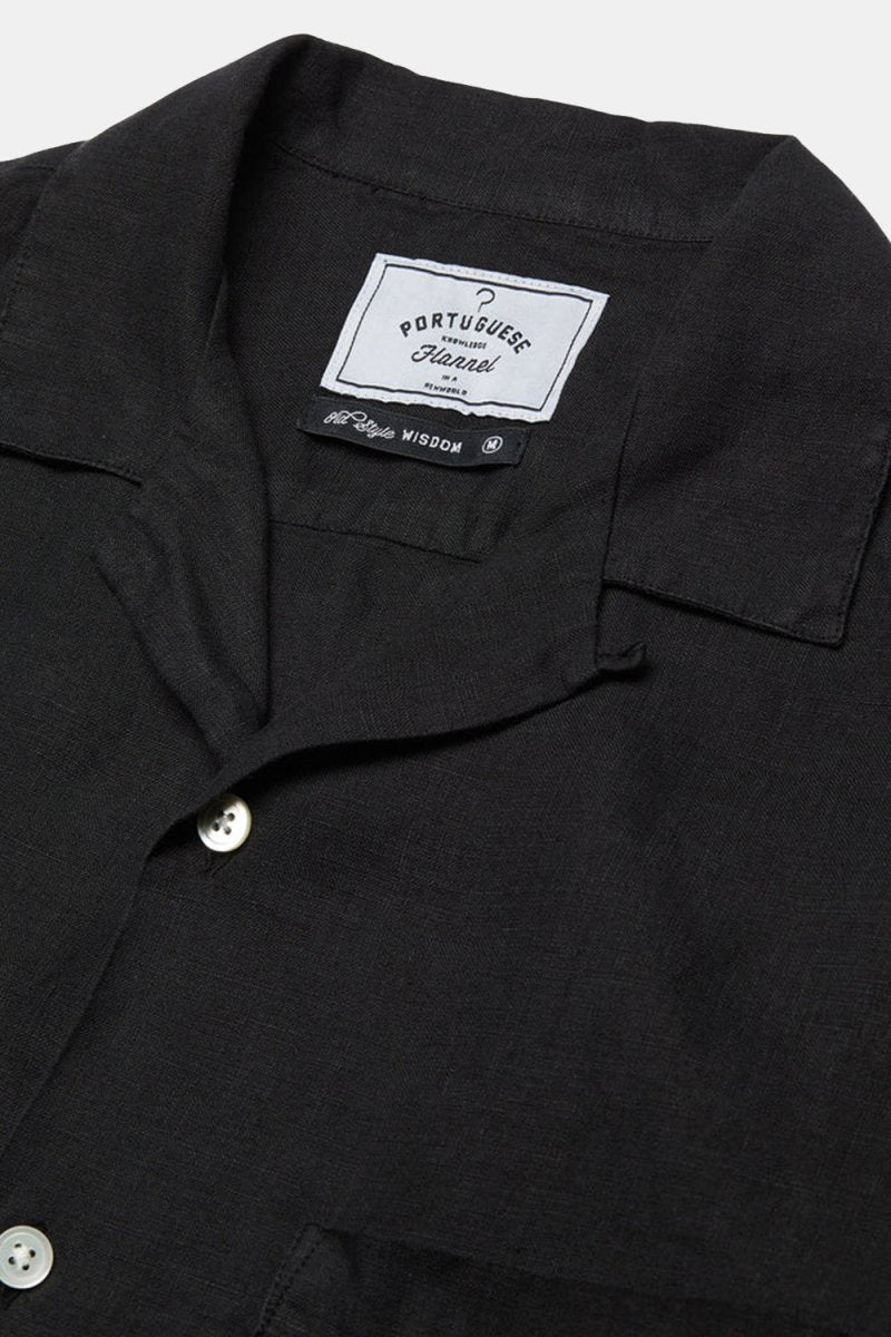 Portuguese Flannel Camp Collar Shirt (Black) | Shirts