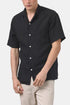 Chemise à col de camp en flanelle portugaise (Noir) | Chemises