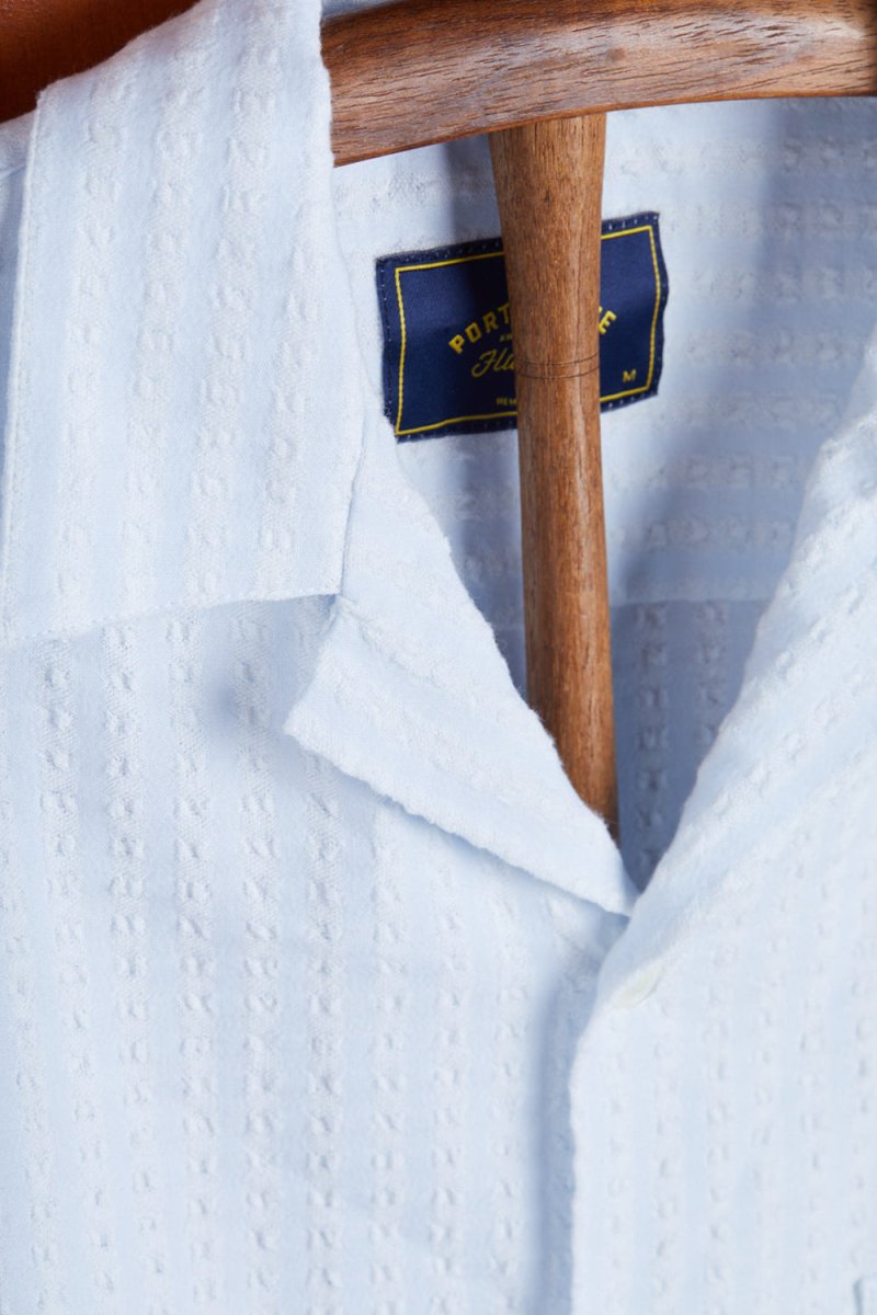 Portuguese Flannel Jacquard Chambray Shirt (Light Blue) | Shirts