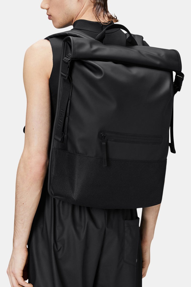 Rains Trail Rolltop Backpack W3 (Black) | Bags