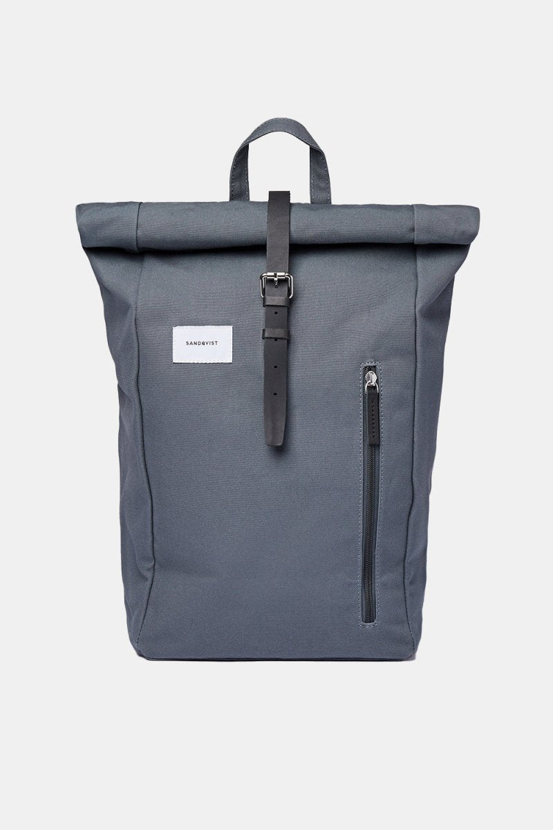 Sandqvist Dante Rolltop Backpack (Dark Slate & Black Leather) | Bags