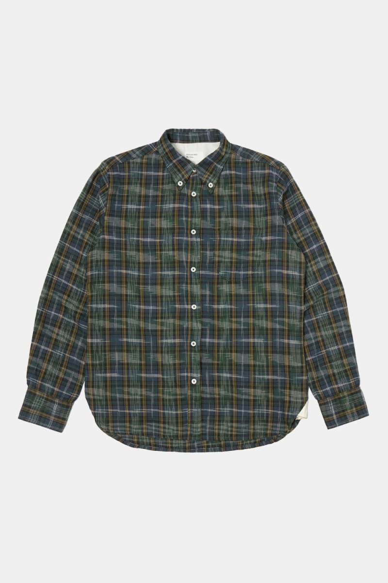 Universal Works Daybrook Shirt (Green Ikat Twill Check) | Shirts