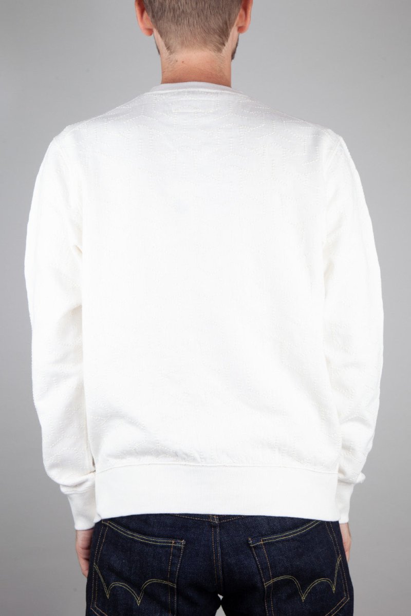 Universal Works Loopback Embroidered Oversized Sweatshirt (Ecru) | Sweaters