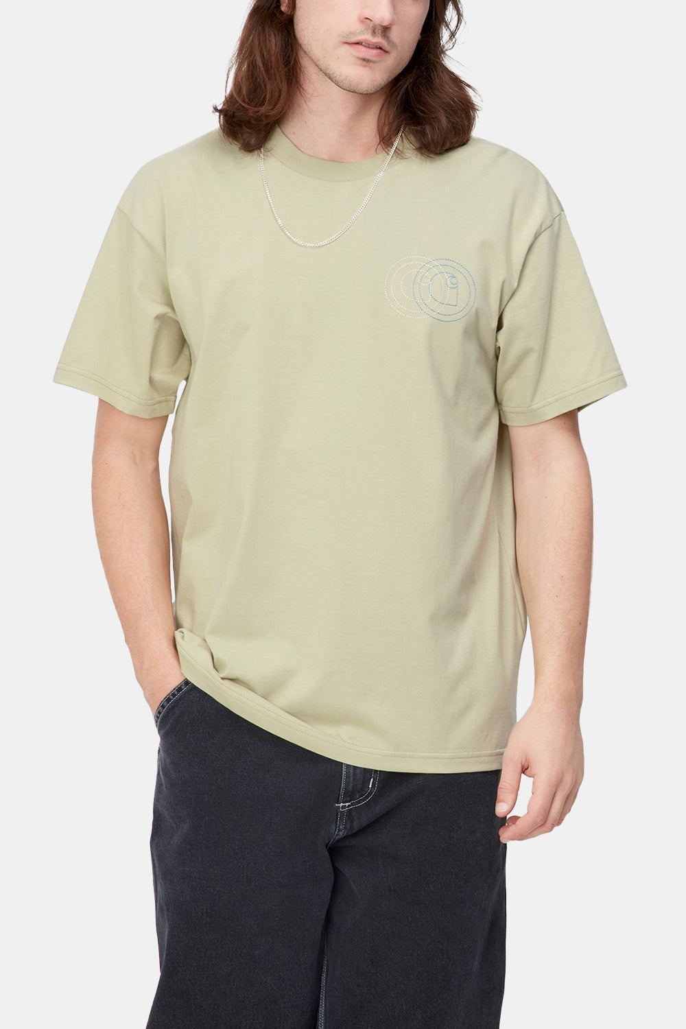 Carhartt WIP Short Sleeved Embroidered Duel T-Shirt (Agave Green) | Number Six