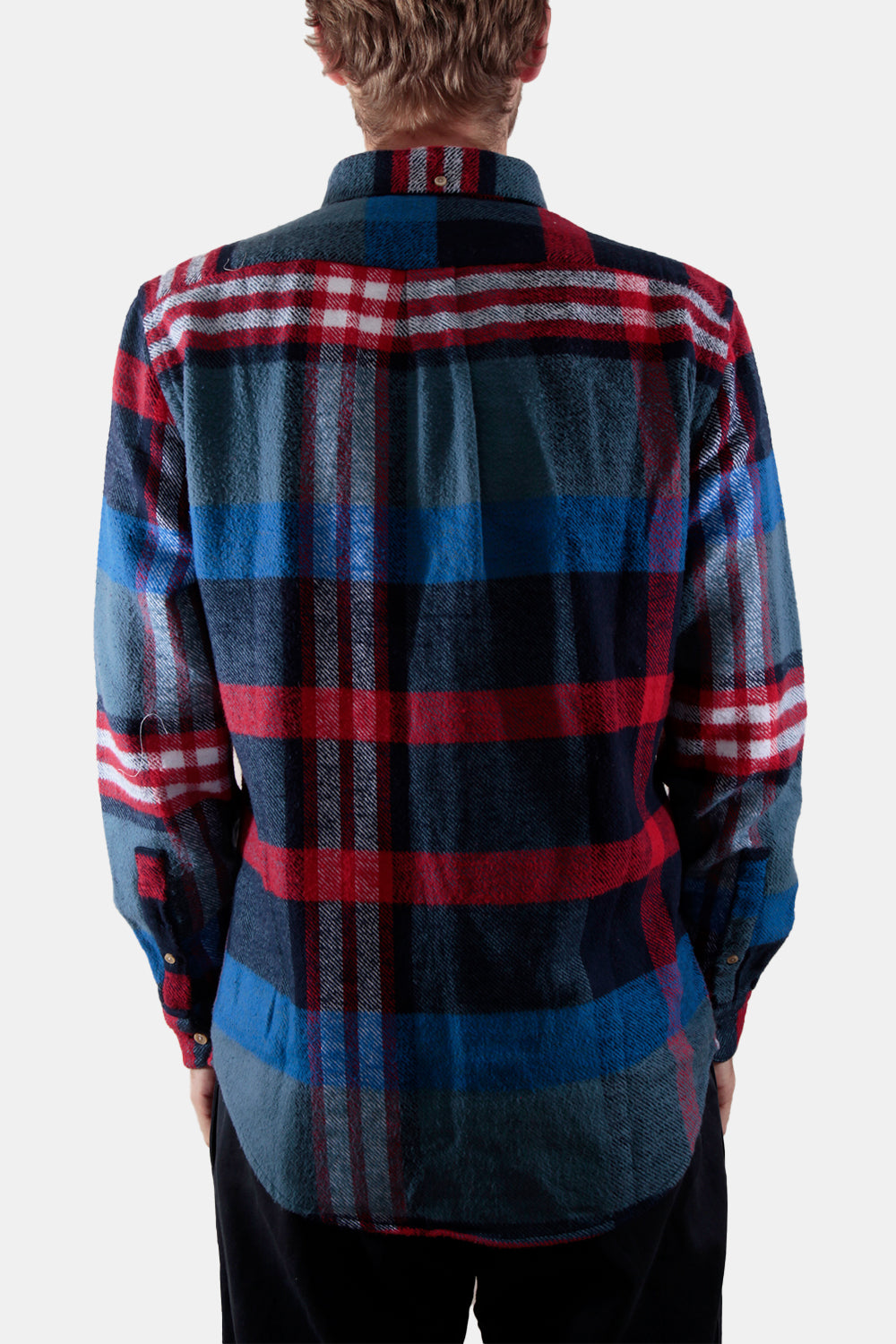 Portuguese Flannel Misaligned Check Shirt (Red / Blue) | Number Six