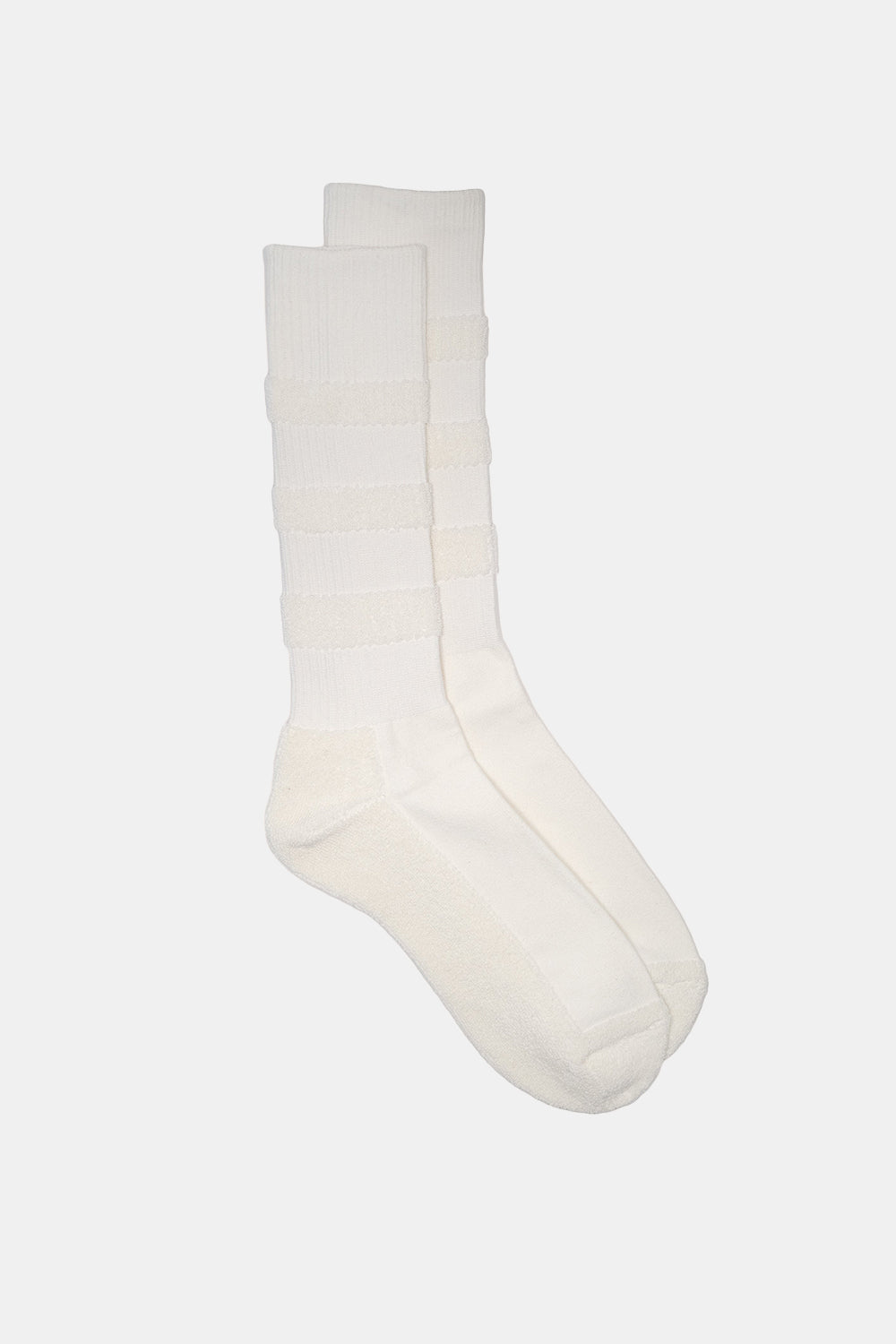 Kinari Recycled Cotton Face Pile Crew Socks (Off White) | Number Six