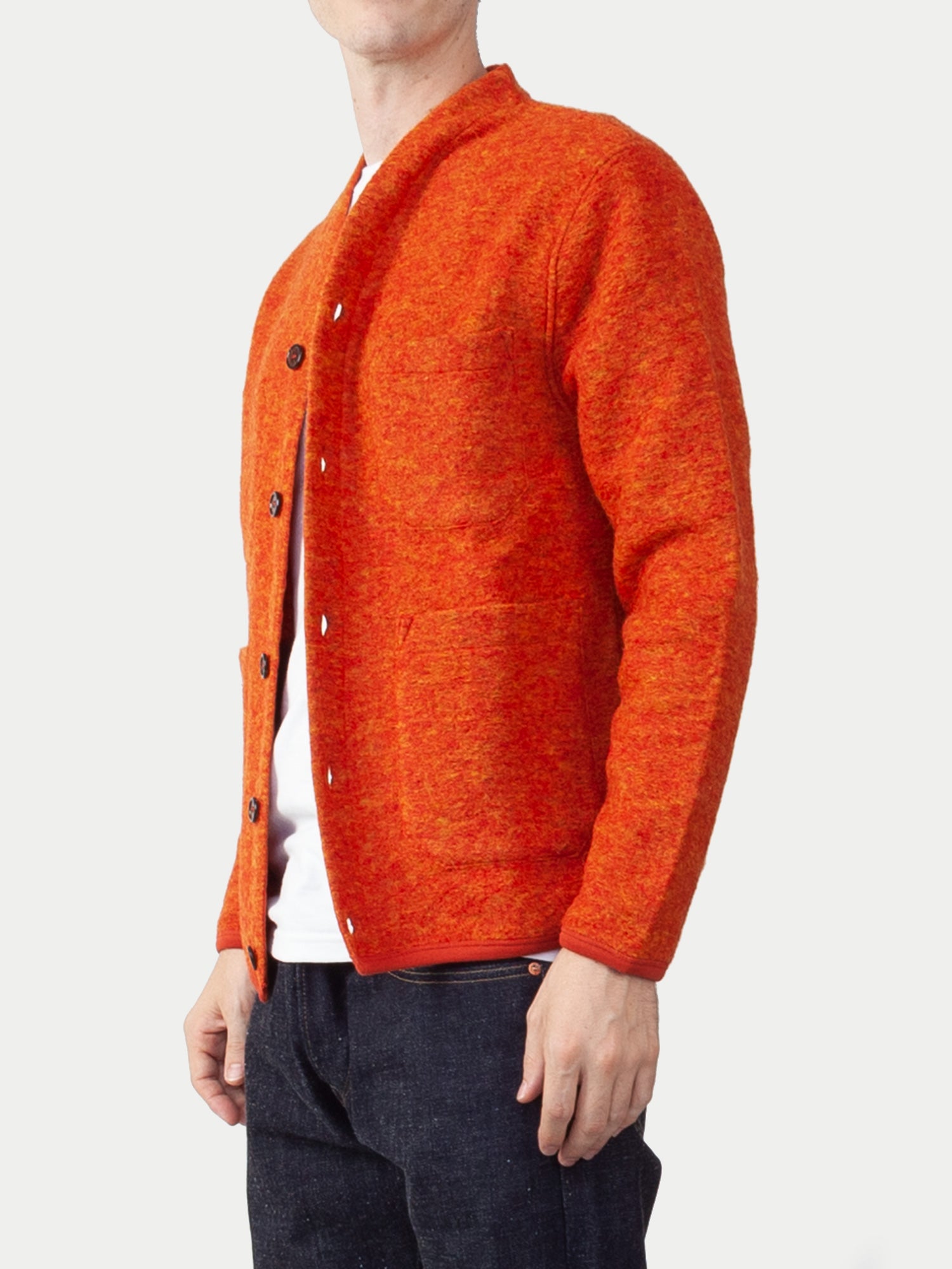 Universal Works Wool Fleece Cardigan (Orange)