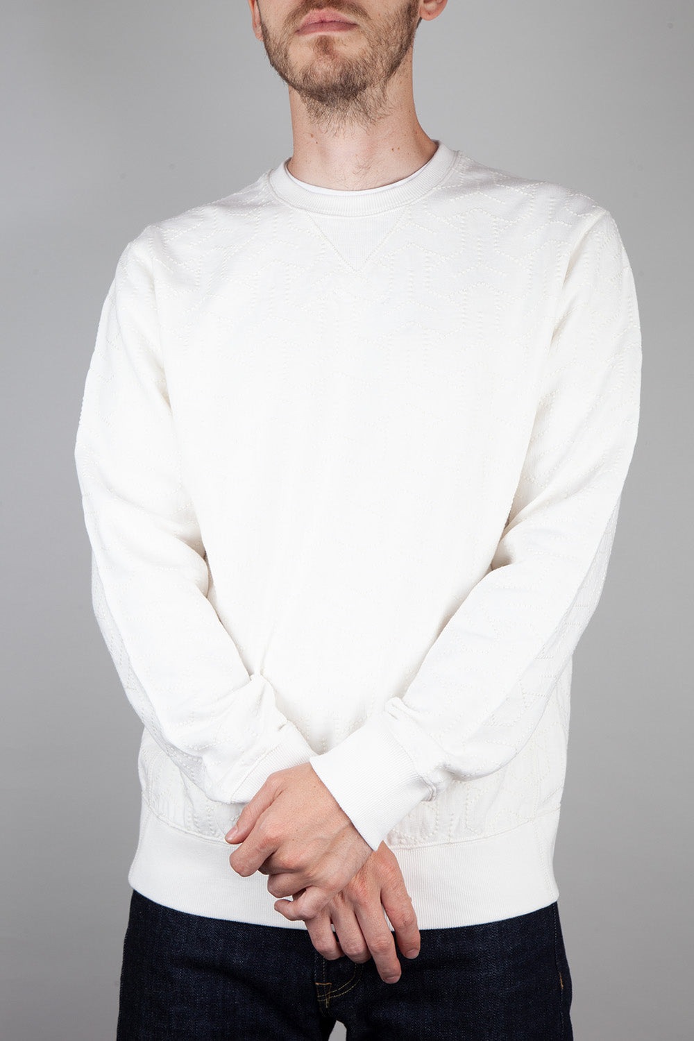 Universal Works Loopback Embroidered Oversized Sweatshirt (Ecru) | Number Six